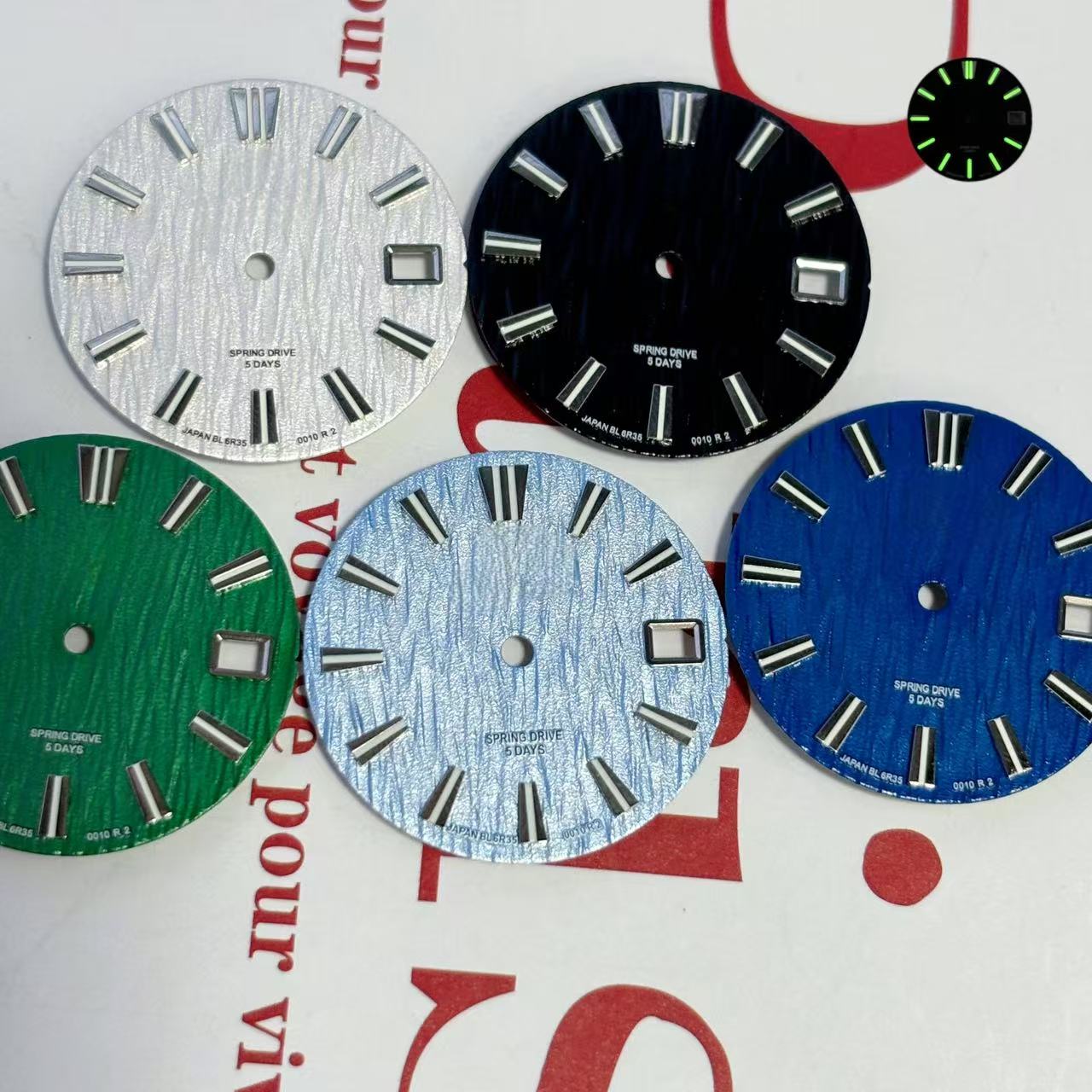 Reel Case - 28,5 mm groen lichtgevend mechanisch horloge