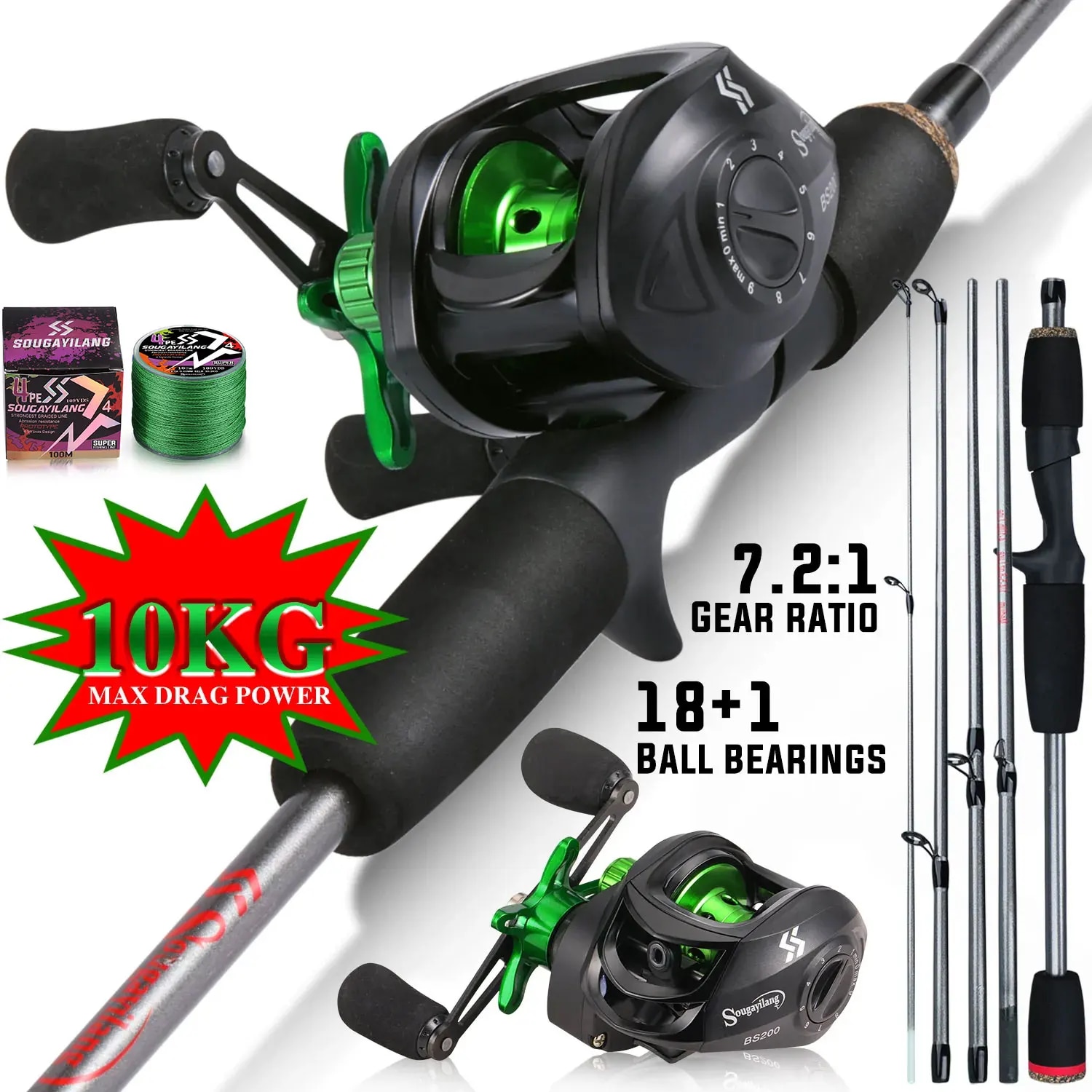 Sougayilang Hengel Combo 1.7m  - Spincast Reel recensie en prijs